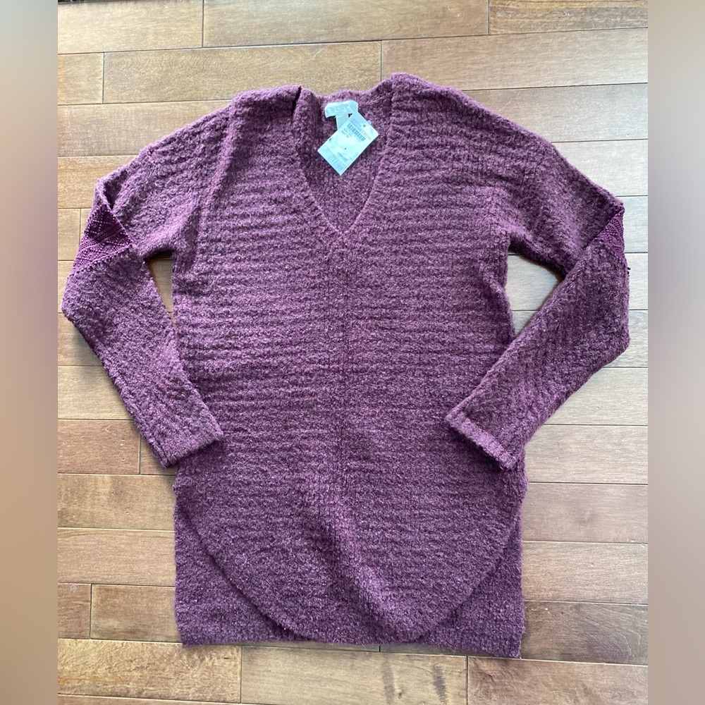 Hinge Womens Sweater XS burgundy stretch